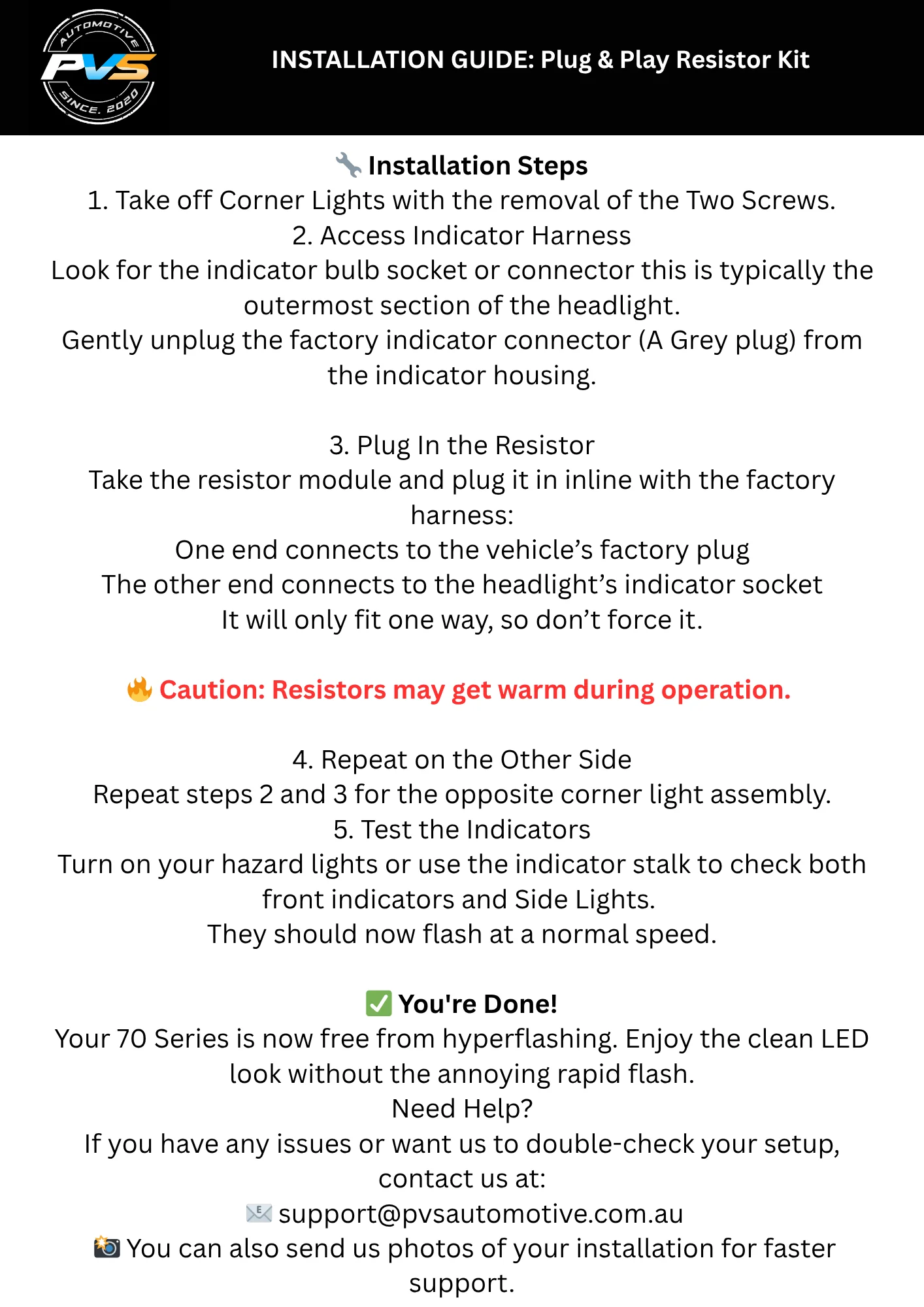 Indicator Resistor Anti Hyper Flash Kit for Toyota LandCruiser 70 Series (2007-2026) - Image 4