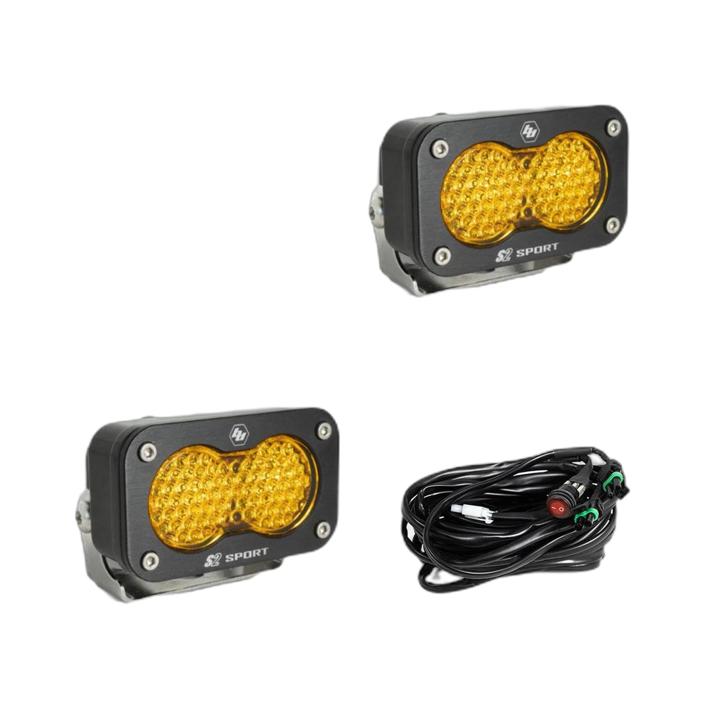 S2 Sport Black LED Auxiliary Light Pod Pair - Amber - Work scene