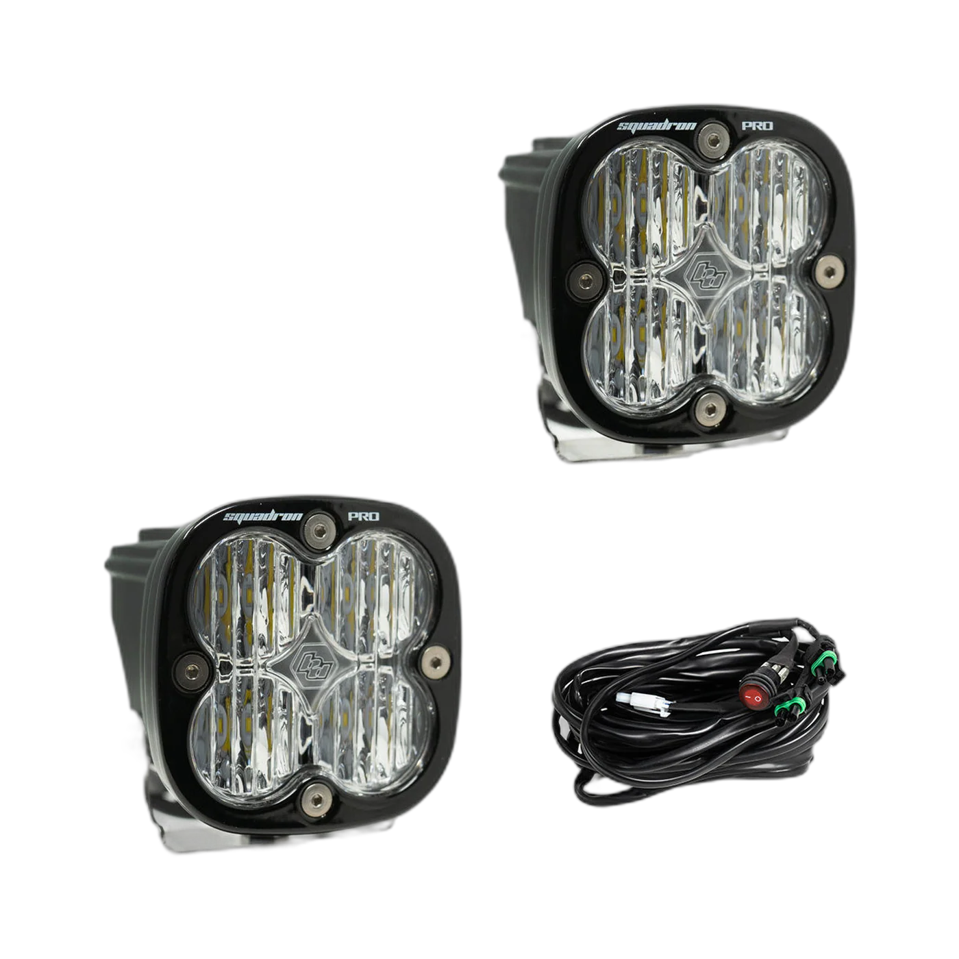 Squadron Pro Black LED Auxiliary Light Pod Pair, Wide Cornering, Clear