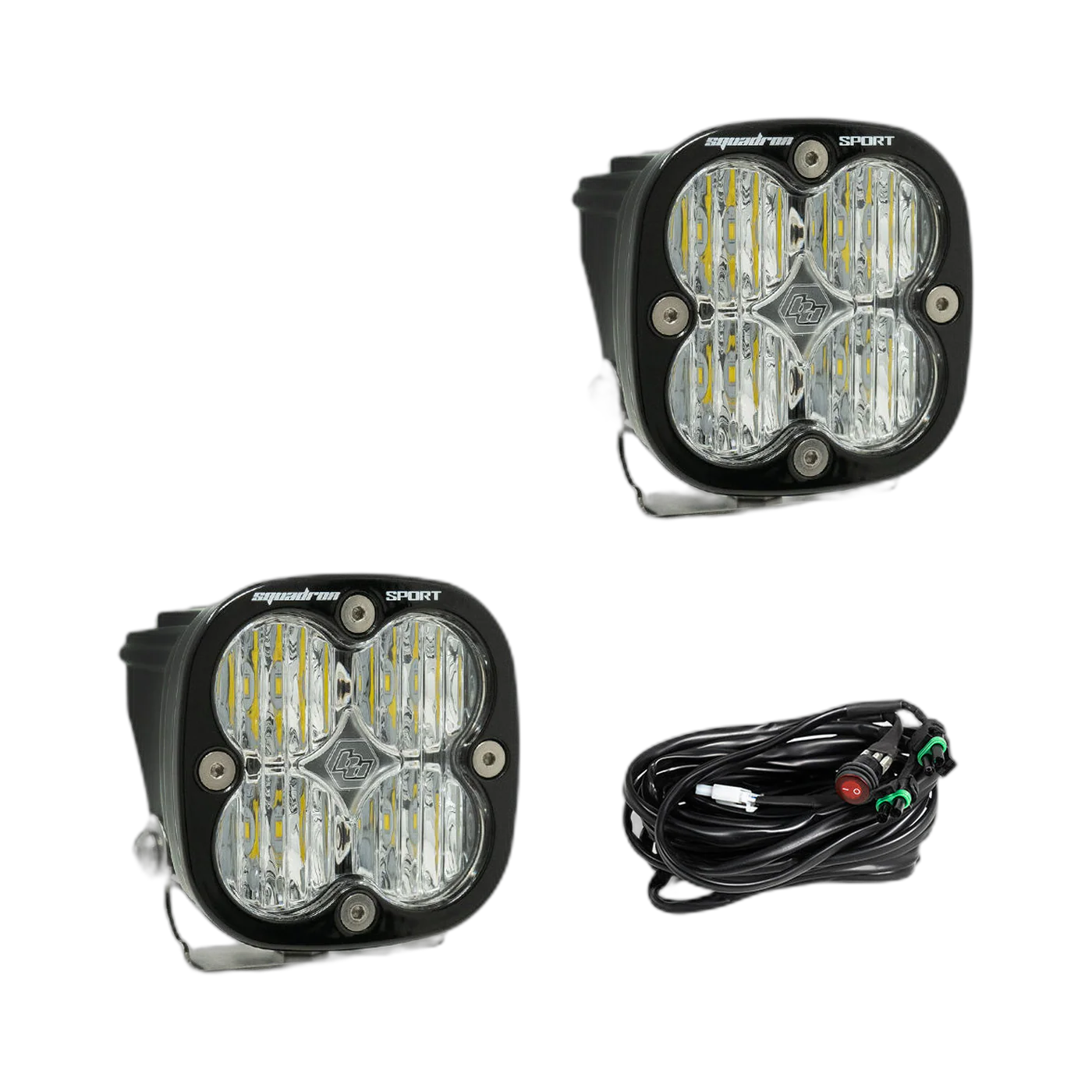 Squadron Sport Black LED Auxiliary Light Pod Pair Clear wide corner