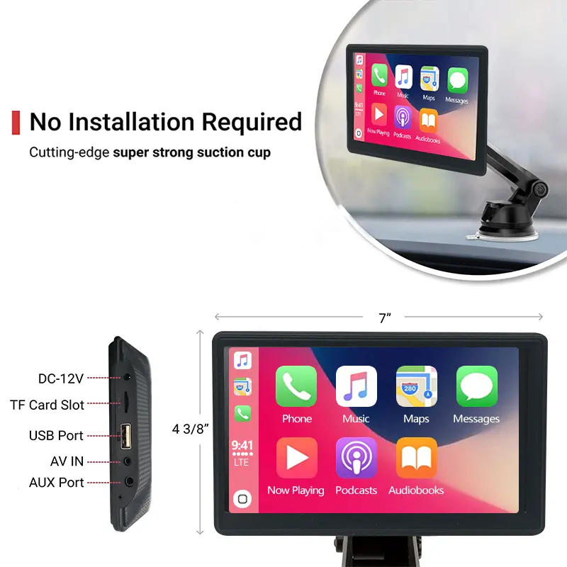 Wireless Apple CarPlay and Android Auto Car Stereo, 7'' IPS Touchscreen Multimedia Player & Bluetooth 5.0 Audio Hands Free Calling, Mirror Link/GPS/Siri/Google/Waze/GPS - Image 4